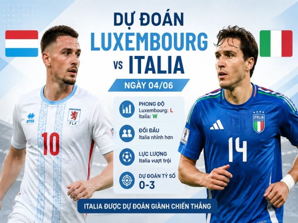 Dự đoán Luxembourg vs Italia, nhận định tỷ số ngày 04/06