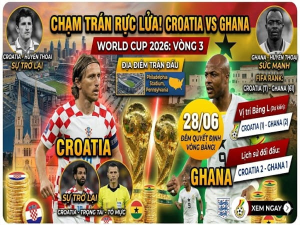 Dự đoán Croatia vs Ghana, nhận định tỷ số ngày 28/06